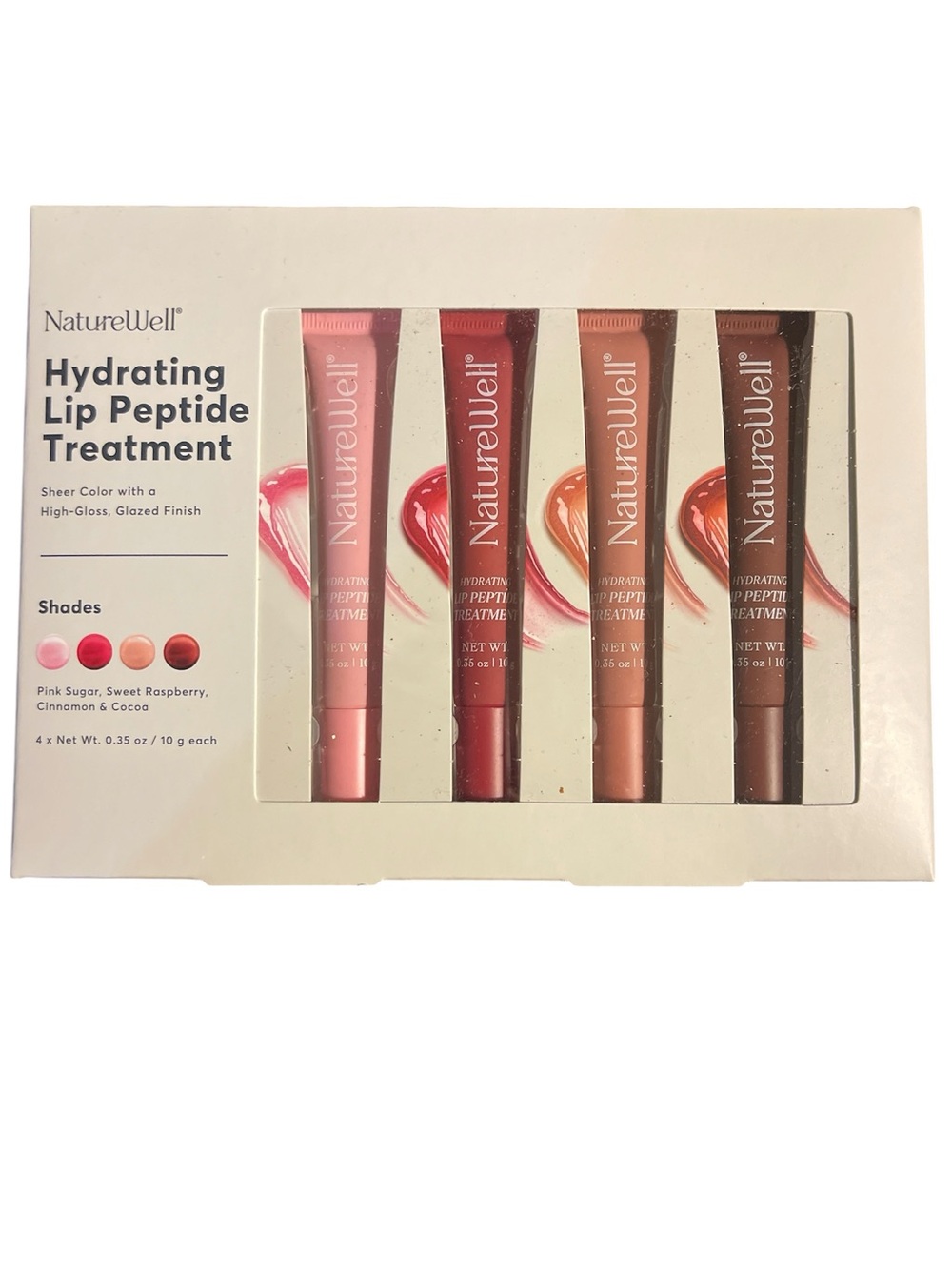 NatureWell Hydrating Lip Peptide Treatment - Pink, Red, Peach, Cocoa